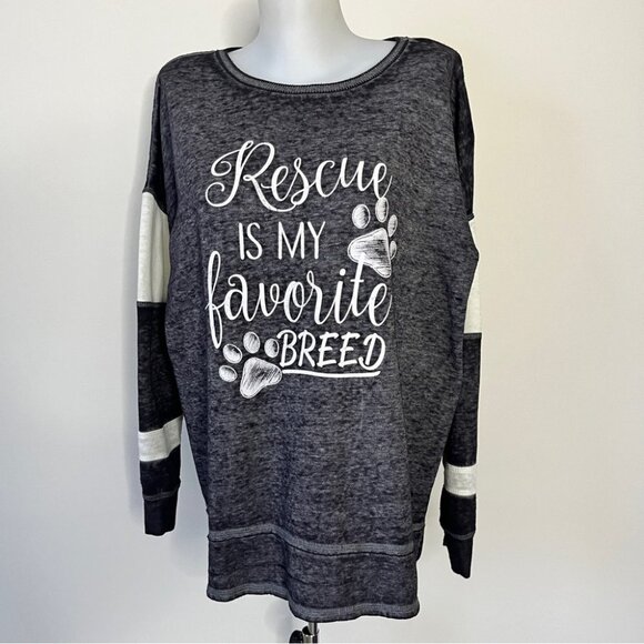 Coco & Tashi Rescue is  my Favorite Breed Graphic Pullover Dog Cat Shirt Sz S - Picture 2 of 16